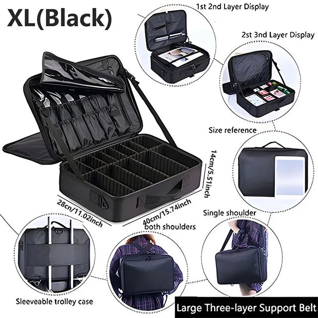 Professional Makeup Case Large Capacity Cosmetic Organizer for Travel