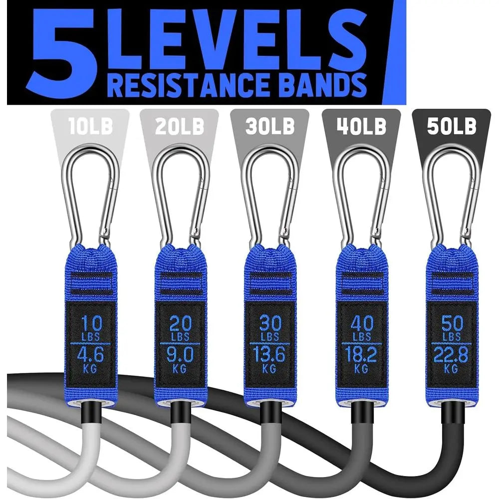 Exercise Bands Kit with Handles, Door Anchor, Ankle Straps for Fitness