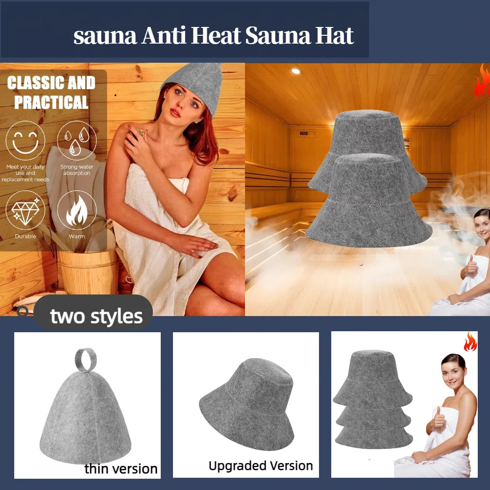 Sauna Cap for Men & Women | Felt Steam Room Hat | Home Sauna Accessory