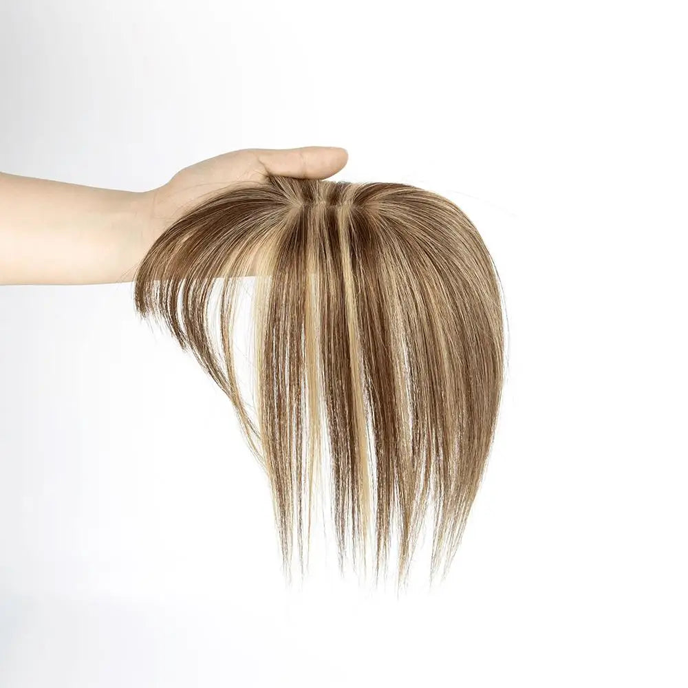 Human Hair Toppers with Clips for Volume and Length, 5x9cm Base
