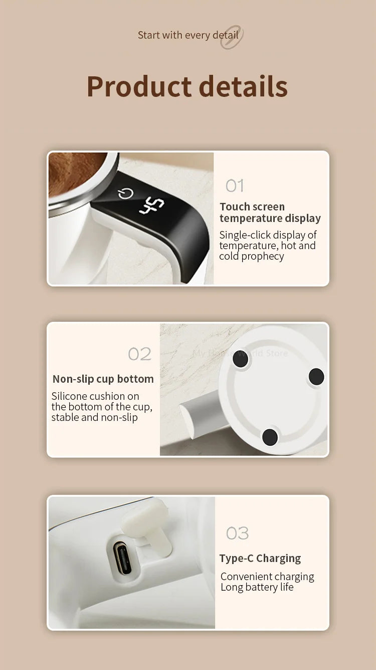 Automatic Stirring Cup Rechargeable Stainless Steel Electric Mixer 15oz