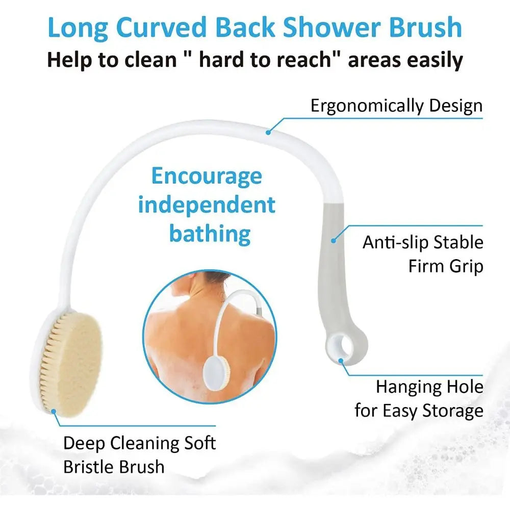 Bendable Back Shower Brush - Long Handle Exfoliating Tool for Bathing