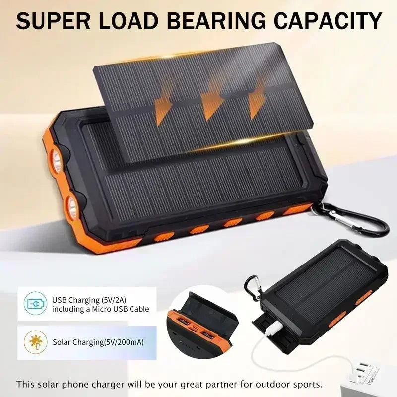10000mAh Solar Power Bank with QC3.0 Fast Charge and Waterproof Design