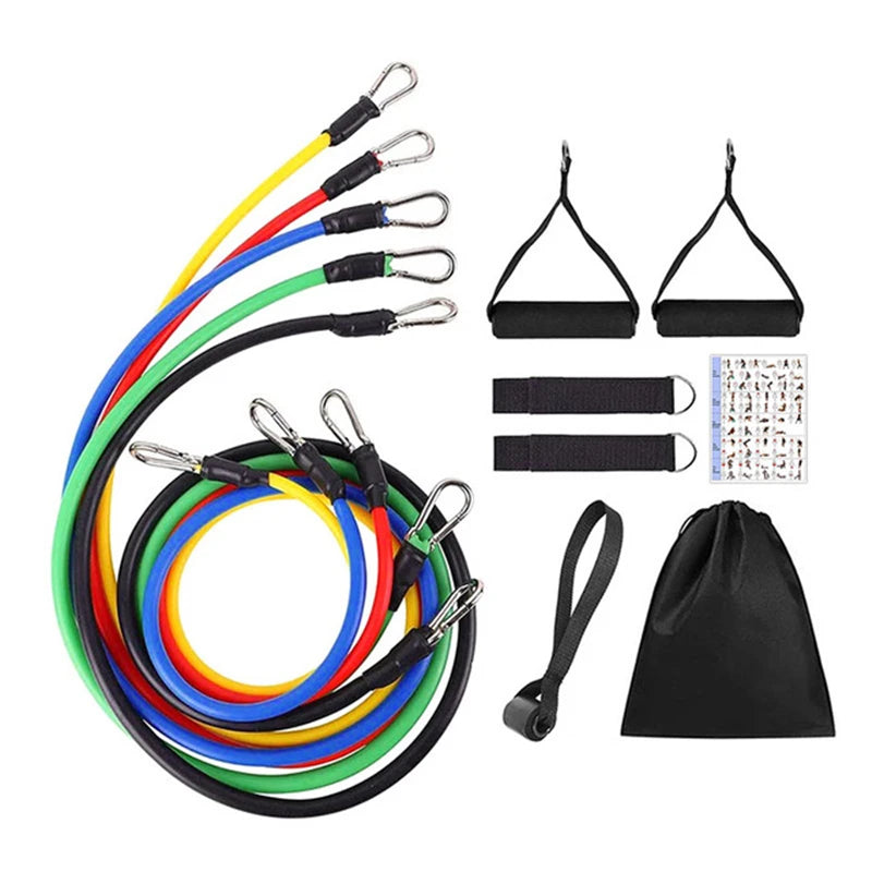 11pcs Resistance Bands Set with Ankle Strap & Chest Expander for Fitness Pilates