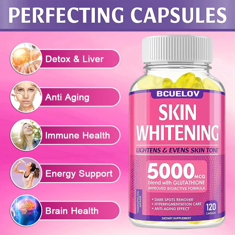 L-Glutathione 5000mcg Capsules for Dark Spot Brightening & Anti-Aging