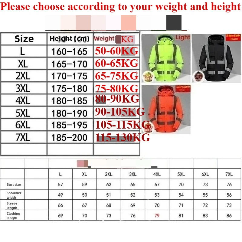 Men's Workwear Jacket Waterproof Windproof Reflective Outdoor Construction