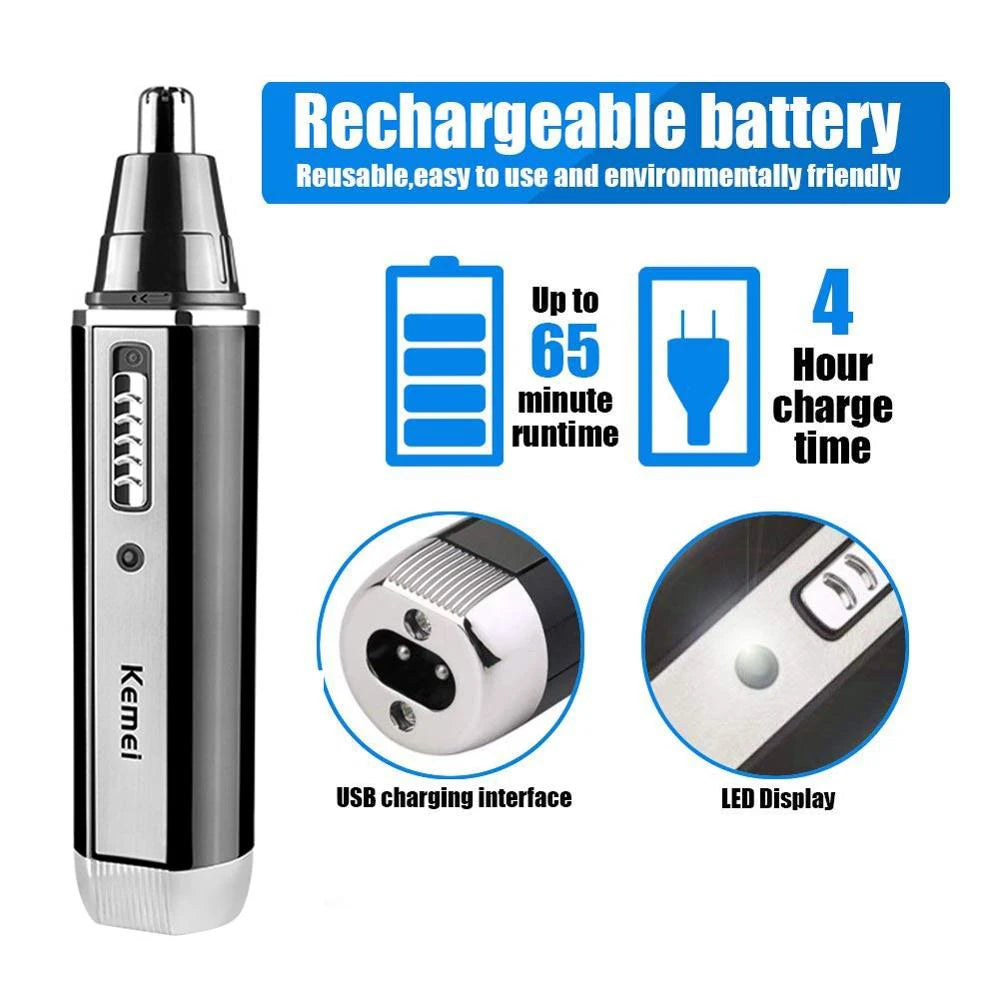 Rechargeable 4-in-1 Nose Trimmer Beard & Ear Hair Removal for Men