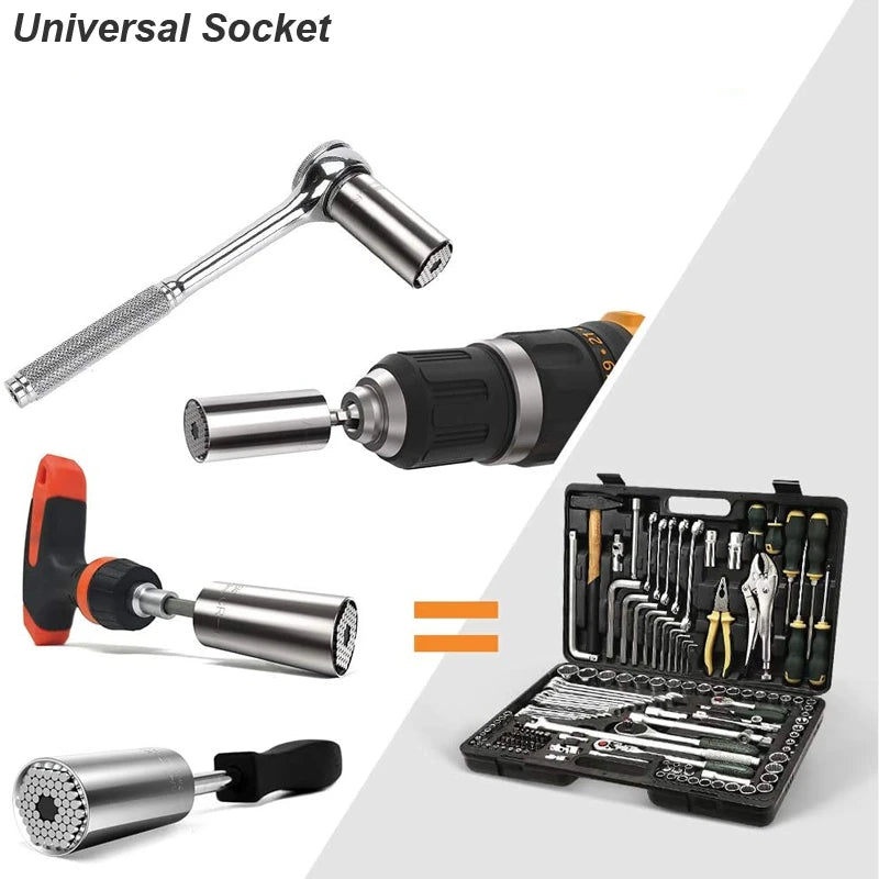 Universal Socket Wrench Set 7-19mm Power Drill Adapter Multi Tool