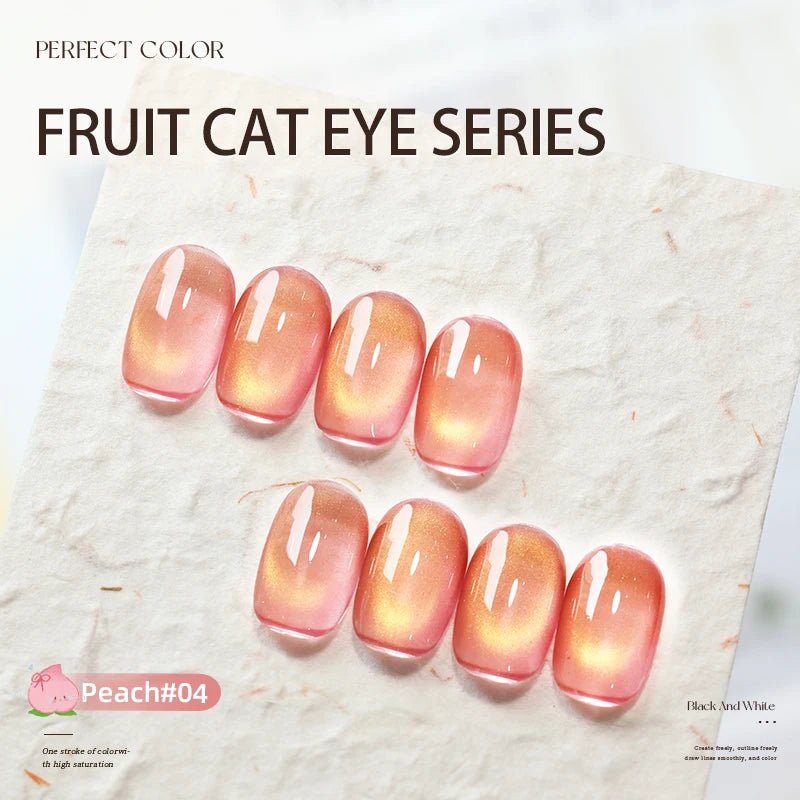Cat Eye Gel Nail Polish Set, 3g Holographic Glitter, Green Pink Gold