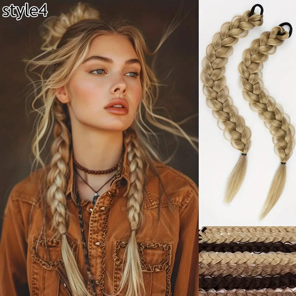 Braided Synthetic Hair Ponytail Extension with Elastic Band - Daily Use