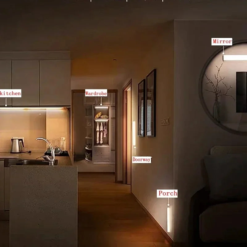 LED Strip Light Motion Sensor Dimmable Rechargeable Night Lighting Bar