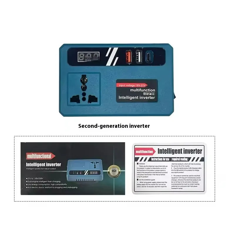 120W Lithium Battery Inverter DC 18-21V to AC 220V for Makita Tools
