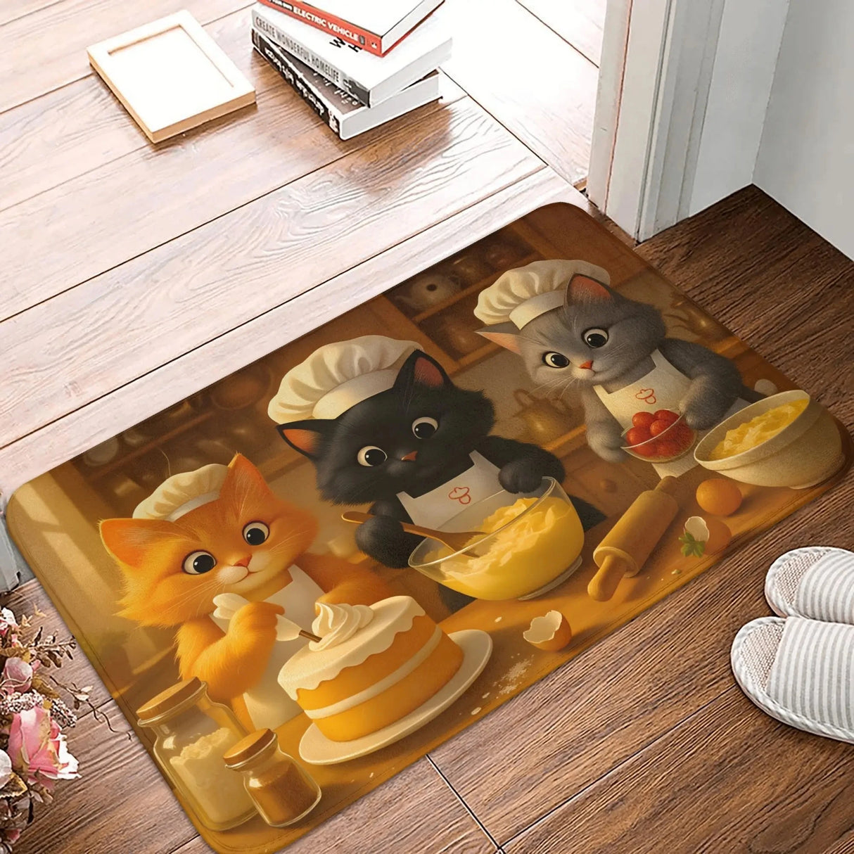 Kitten-Themed Anti-Slip Door Mat - Easy to Clean Home Decor