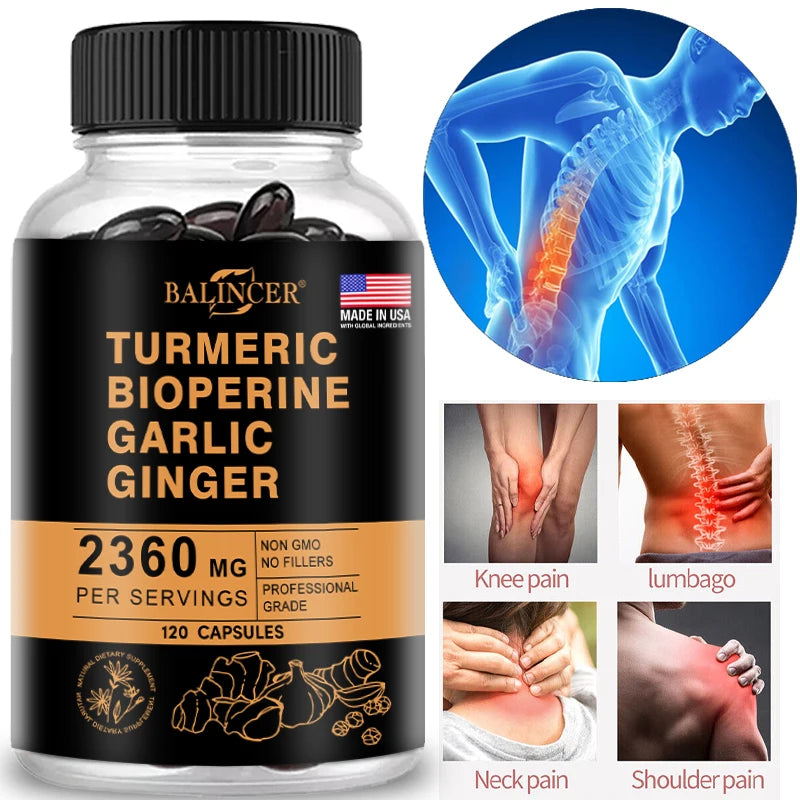 Turmeric Ginger Supplement with Curcumin and Black Pepper, 2360 Mg