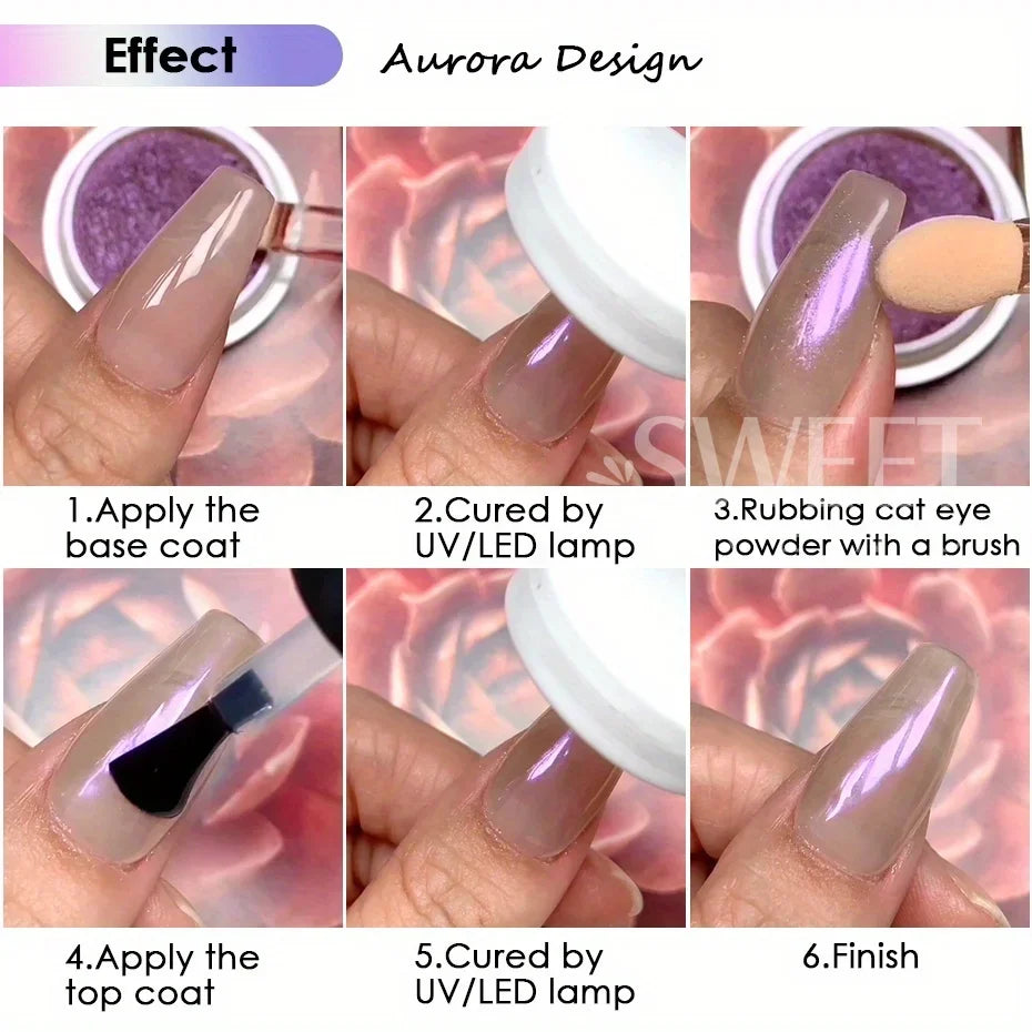 Cat Eye Chrome Magnetic Nail Powder - 6 Colors DIY Manicure Decor