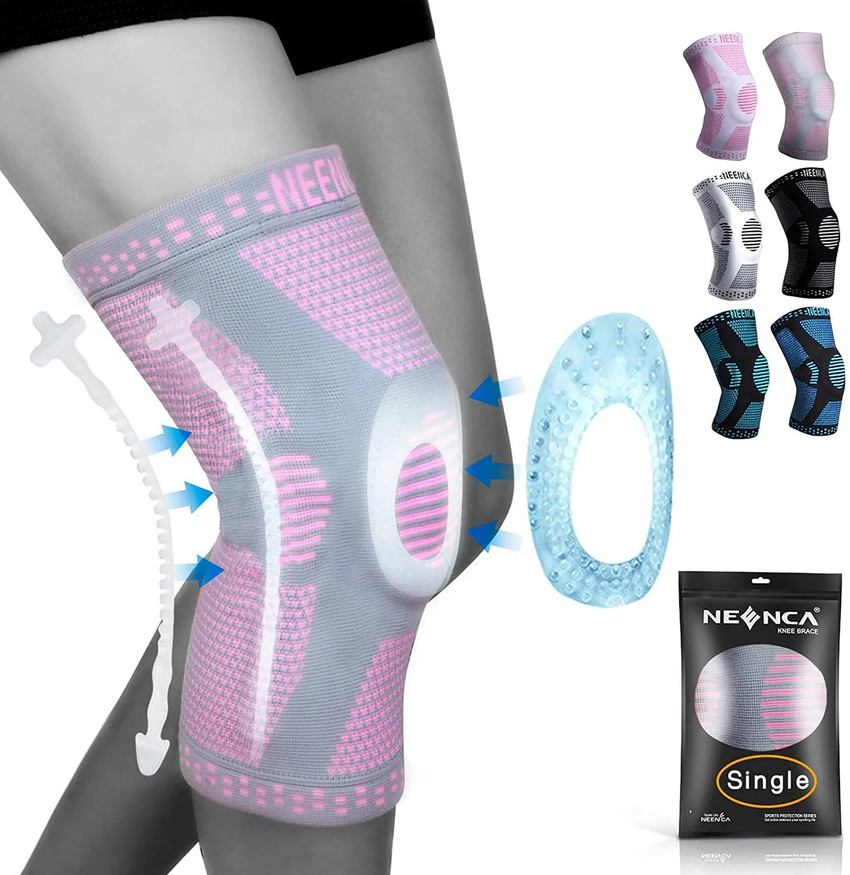 NEENCA Copper Knee Brace with Gel Pad & Stabilizers for Joint Support