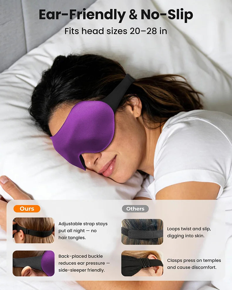 3D Adjustable Sleep Mask for Men and Women, Light Blocking Eye Mask