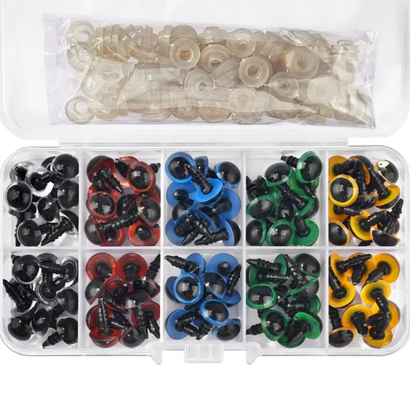8mm Plastic Safety Eyes for Dolls - 100pcs Mixed Color Amigurumi Accessories