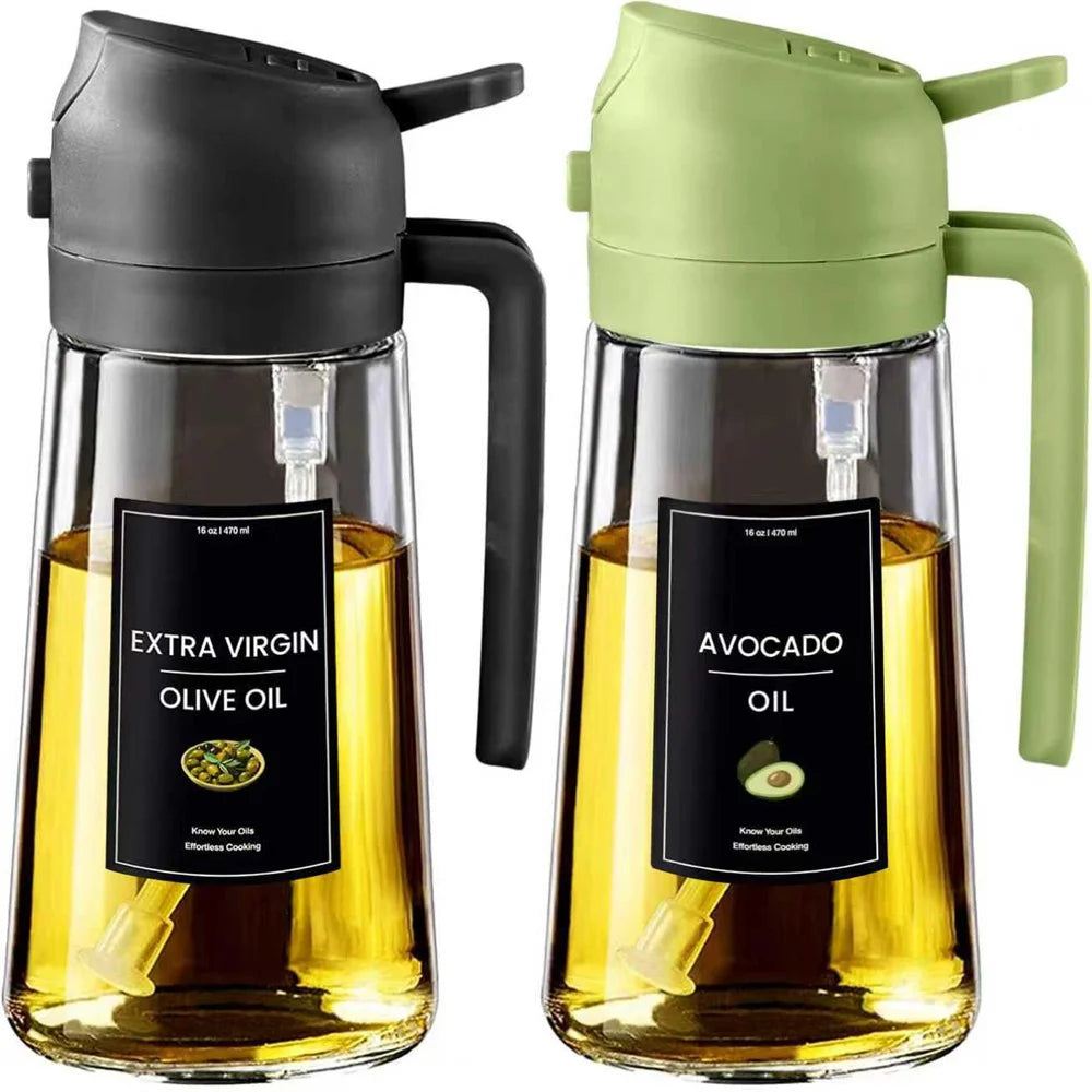 Oil Sprayer 2-in-1 Olive Oil Dispenser 16oz Glass Kitchen Mister