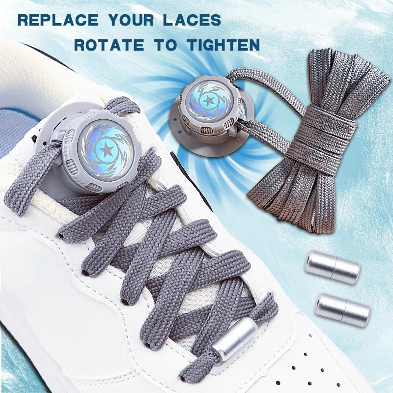 Automatic Flat No Tie Shoelaces with Swivel Buckle for Sneakers Adults Kids