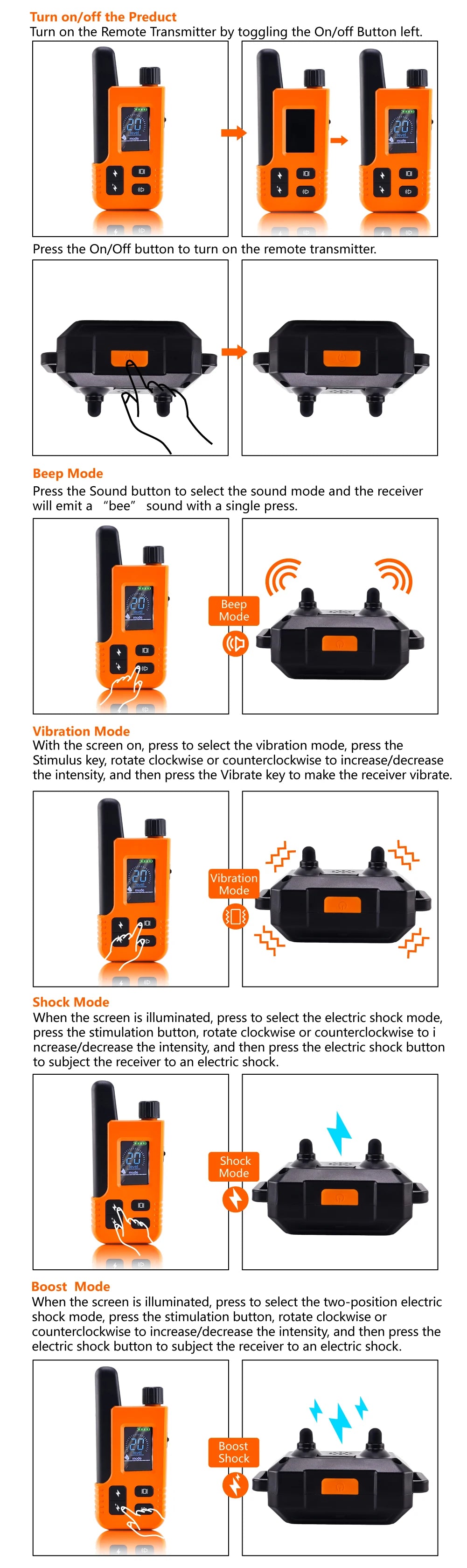 Electronic Training Collar 3600FT Range 4 Modes 99 Levels IP65 Waterproof