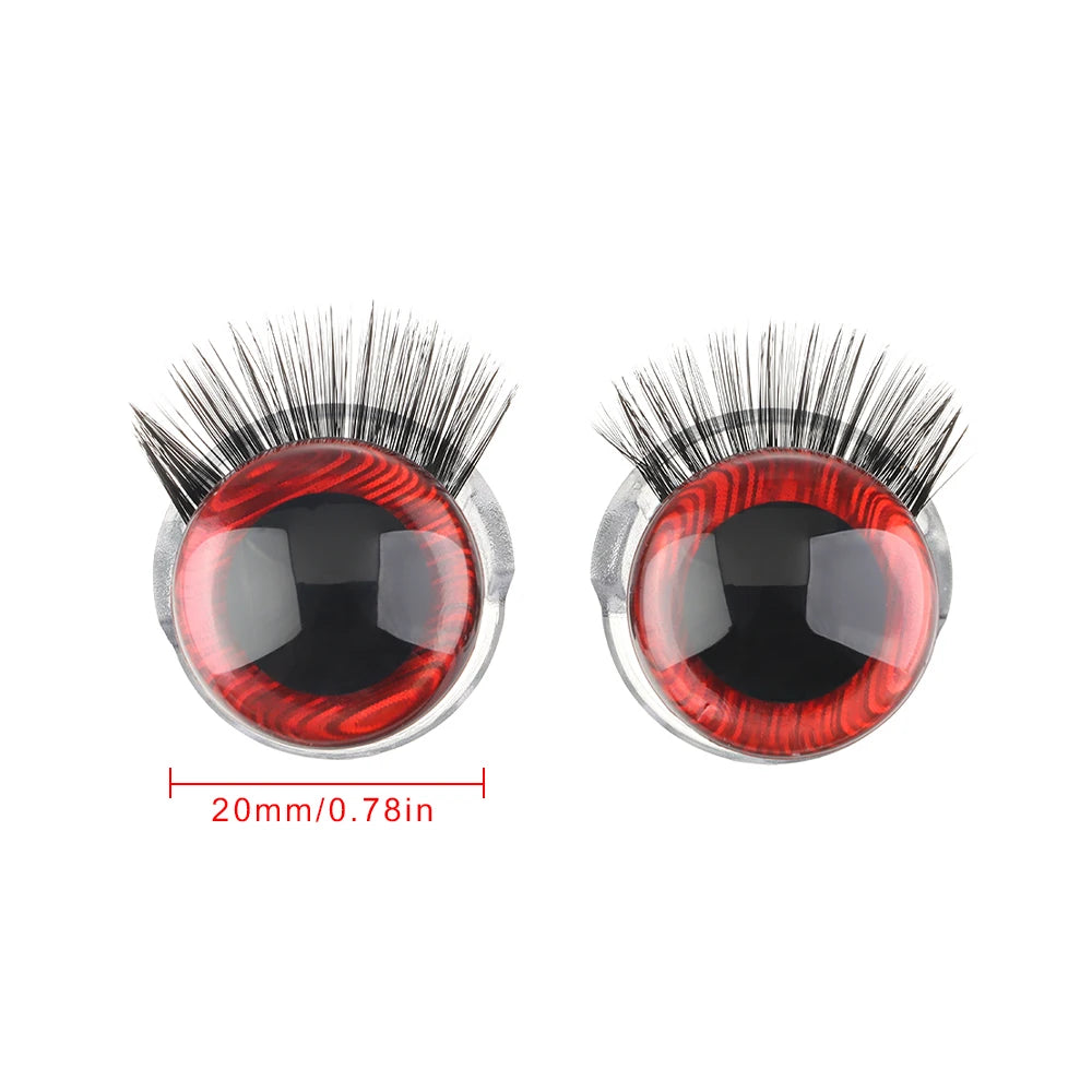 3D Glitter Doll Safety Eyes 20MM with Eyelash for Crochet Toys 1 Pair