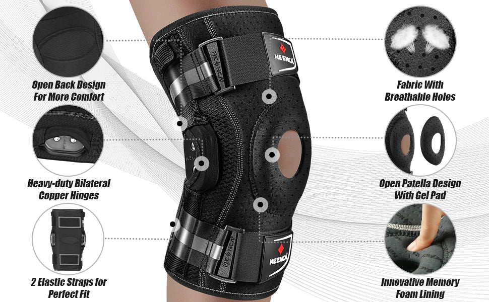 NEENCA Hinged Knee Brace with Side Stabilizers - Adjustable Support & Comfort