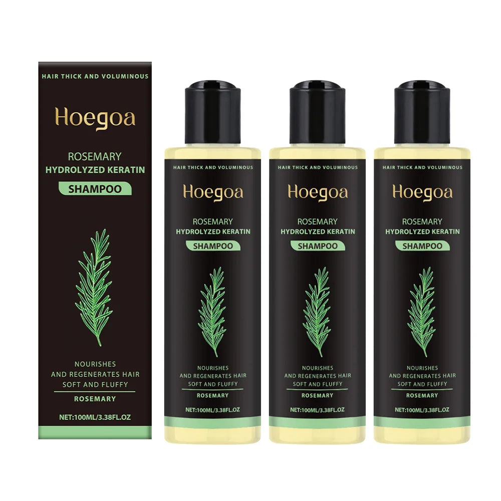 Hoegoa Rosemary Hair Growth Shampoo 3pcs Hydrolyzed Keratin Moisturizing Repair