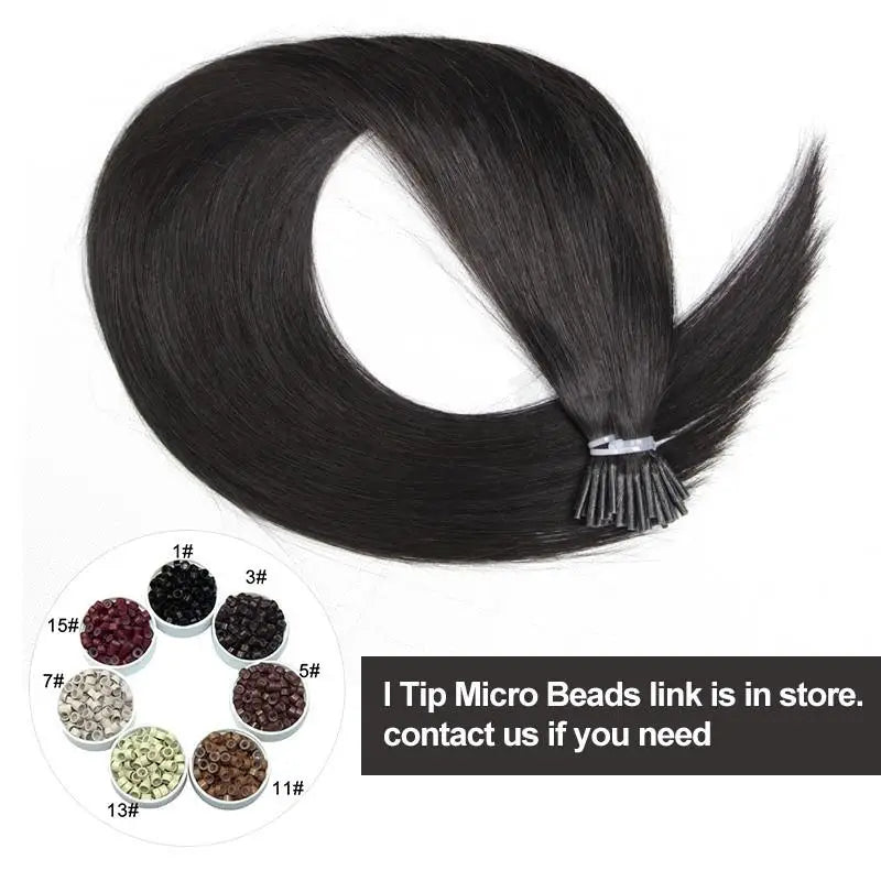I Tip Hair Extensions Real Human Hair 30g/pack Microlink Capsules 14"