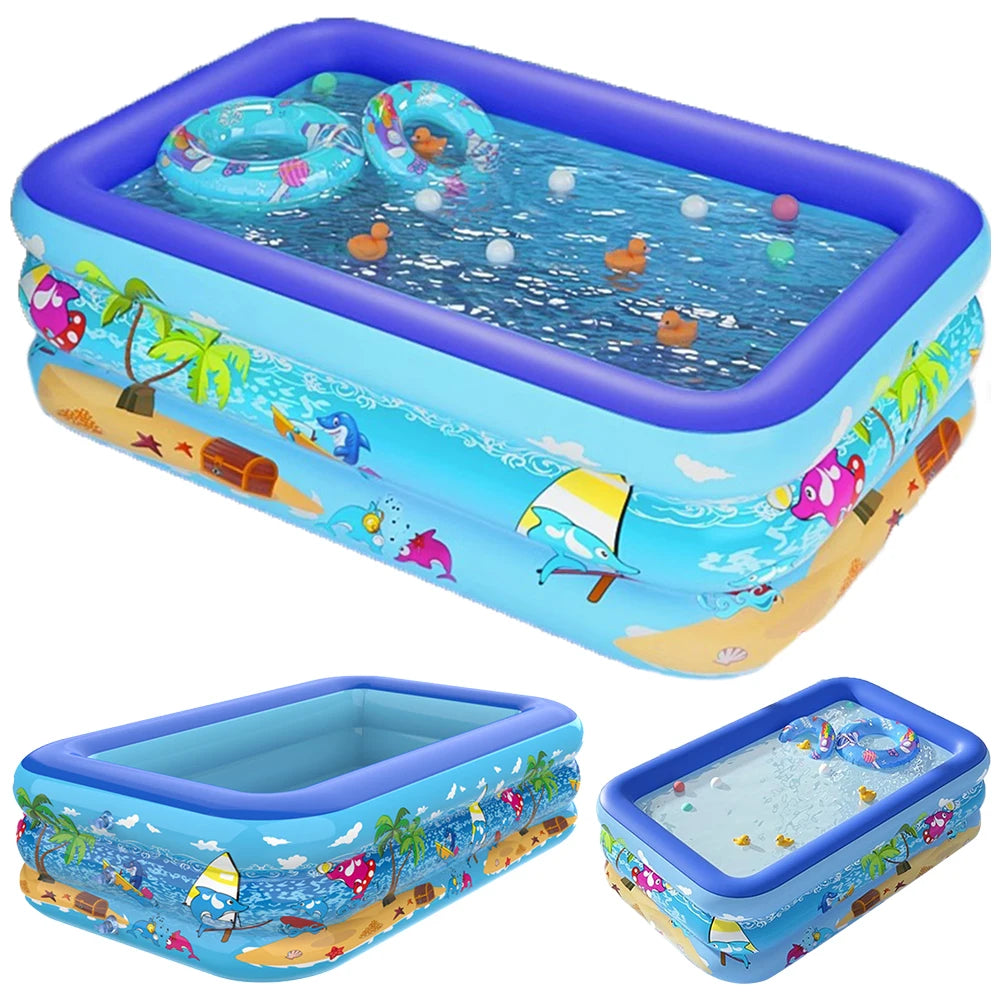 Large Inflatable Family Swimming Pool for Outdoor Fun and Relaxation