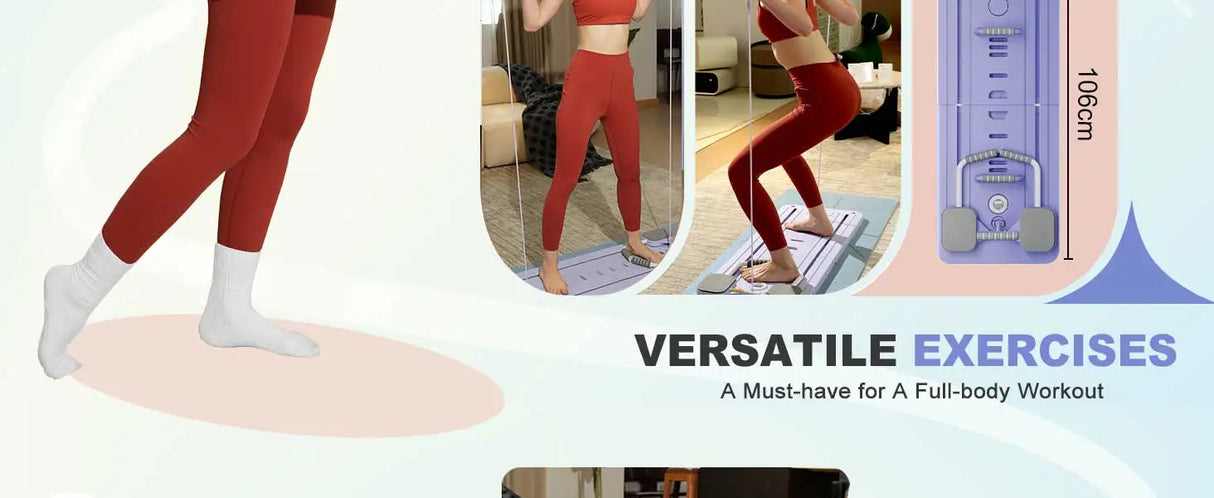 Multi-Functional Pilates Board with Resistance Bands for Home Fitness
