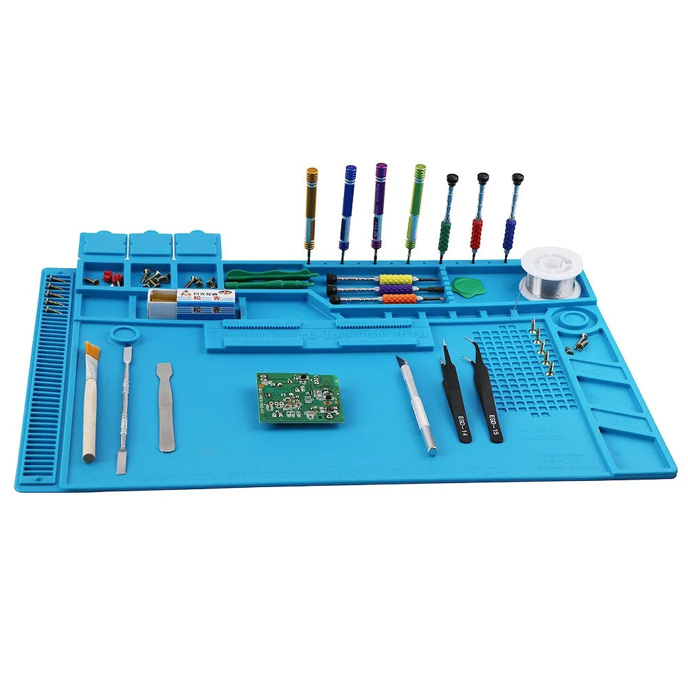 Soldering Station Mat Silicone Heat Resistant 932°F Anti-Static Magnetic Mat