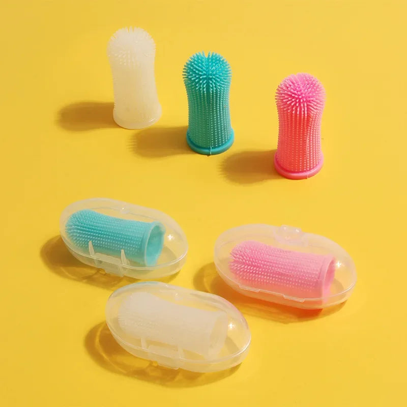Super Soft Pet Finger Toothbrush for Dogs & Cats - Nontoxic Silicone
