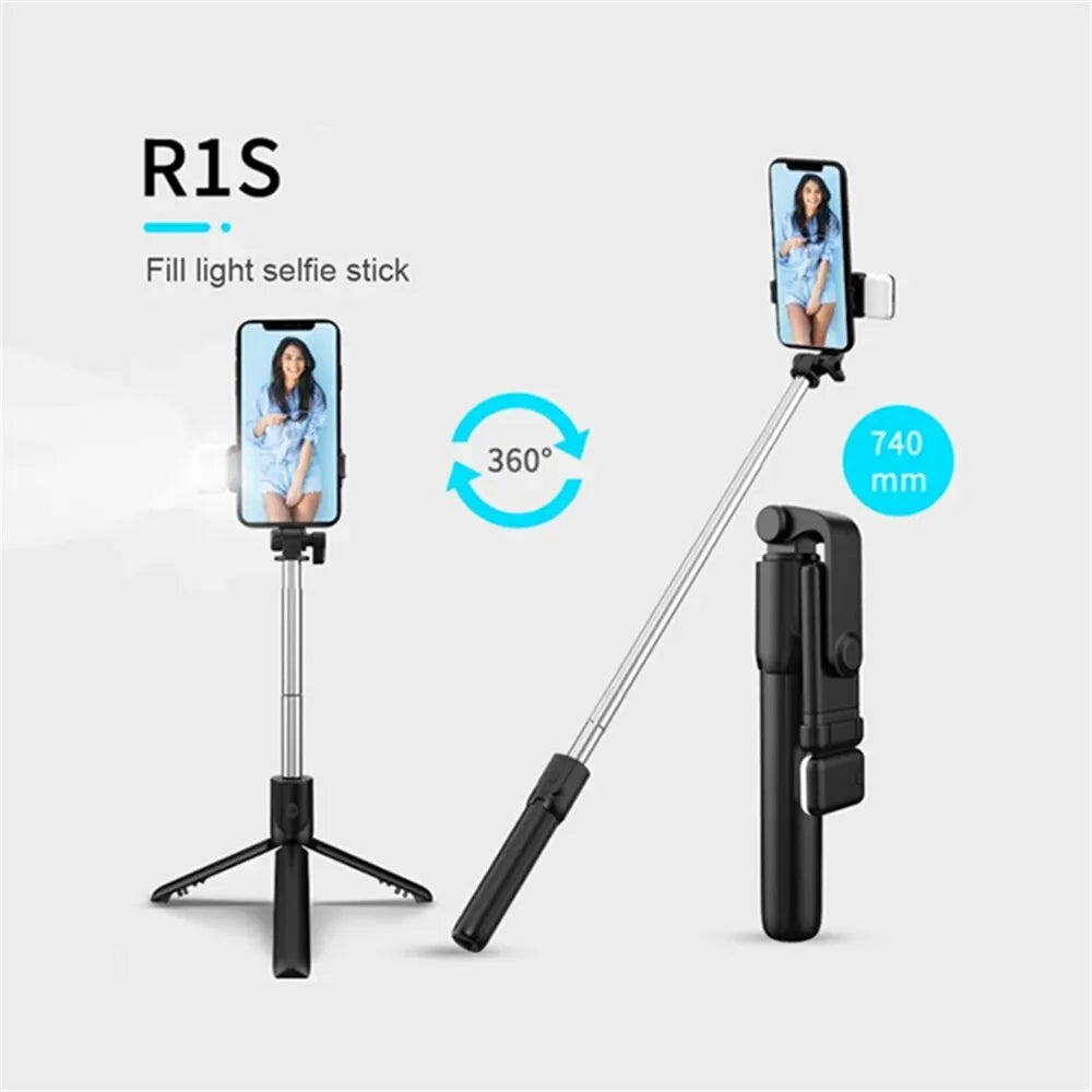 Portable Bluetooth Selfie Stick Tripod with Remote Shutter & Light