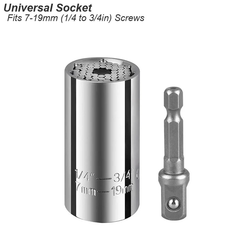 Universal Socket Wrench Set 7-19mm Power Drill Adapter Multi Tool