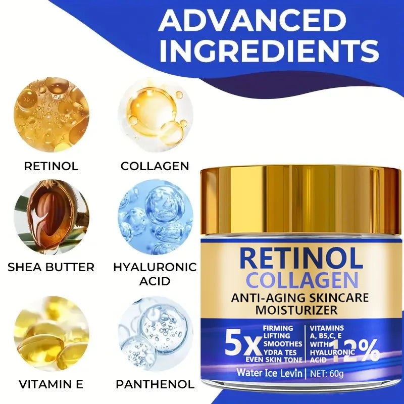 Retinol Collagen Face Cream 60g Anti-Aging Moisturizer with Hyaluronic Acid