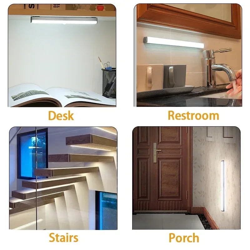 LED Strip Light Motion Sensor Dimmable Rechargeable Night Lighting Bar