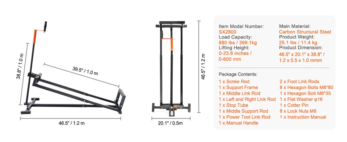 Lawn Mower Lift with Hydraulic Jack, 500/880 Lbs Adjustable Movable Lifter