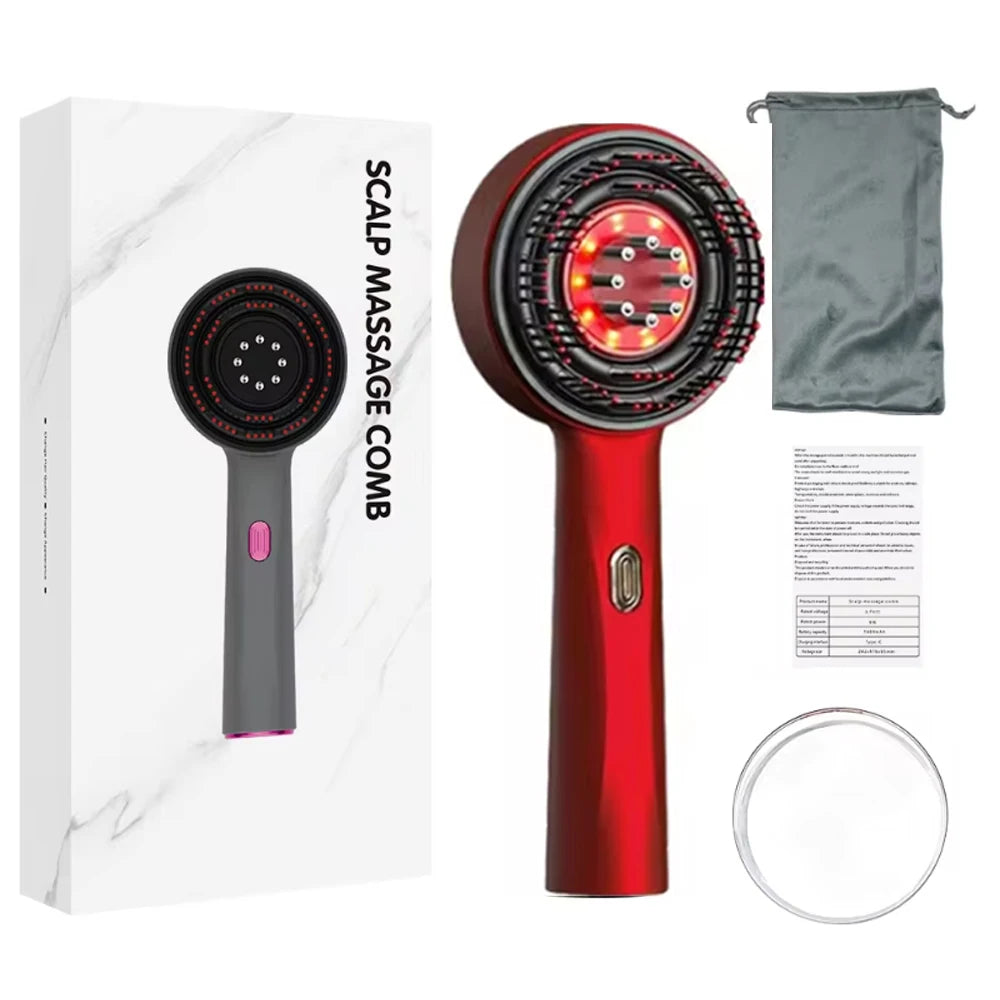 Electric Vibration Massage Comb with Red Light Therapy for Hair Growth