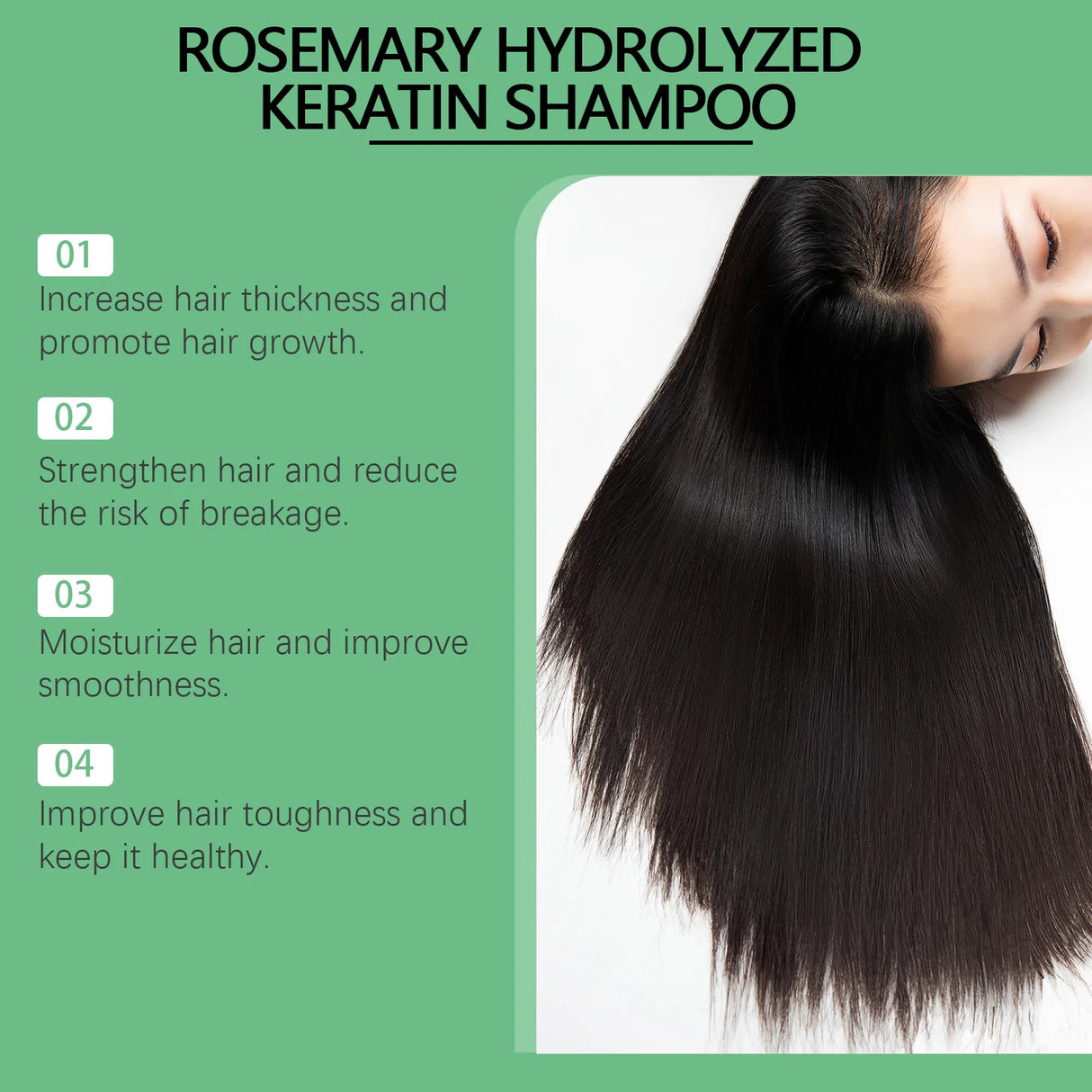 Hoegoa Rosemary Hair Growth Shampoo 3pcs Hydrolyzed Keratin Moisturizing Repair