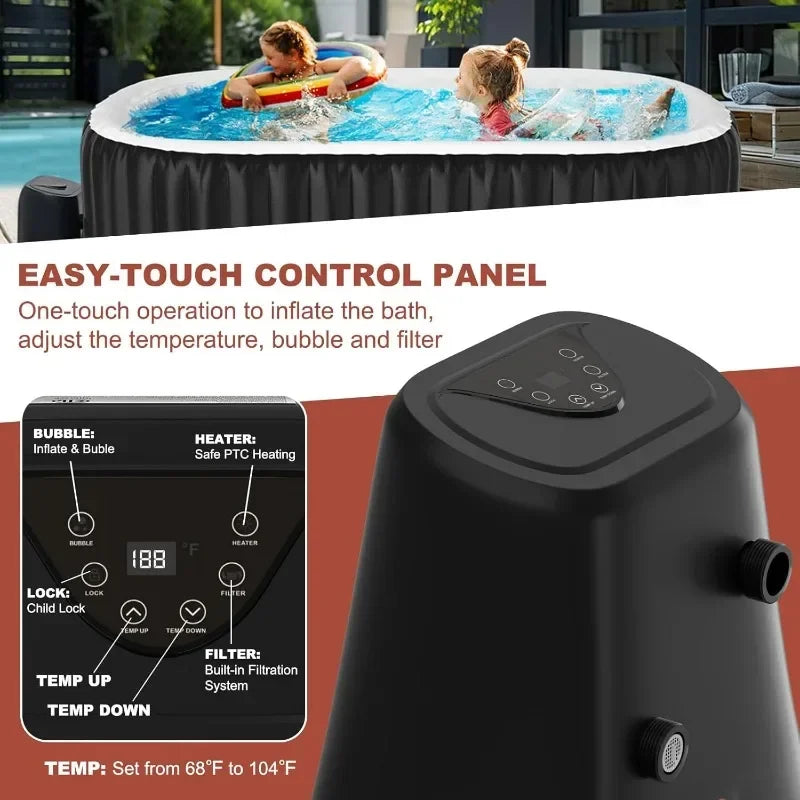 LILYPELLE Inflatable Hot Tub for 1-2 Persons, 75 Gallon Capacity