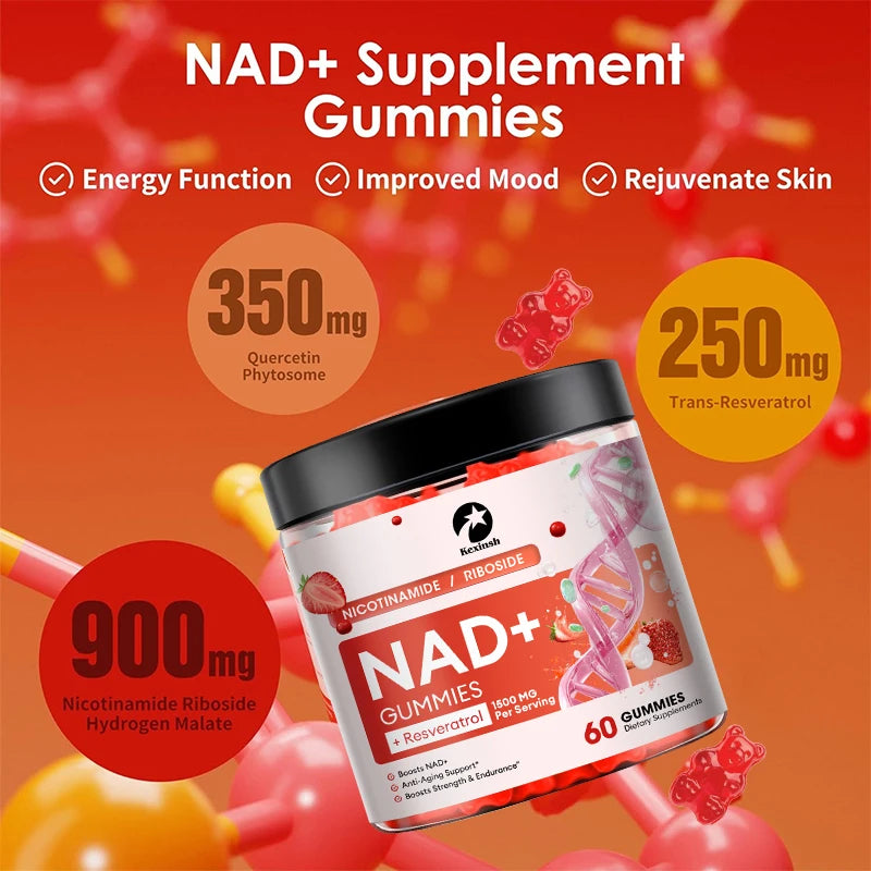 NAD Gummies Supplement 1500mg | Aging Defense with Vitamin B3 & D3