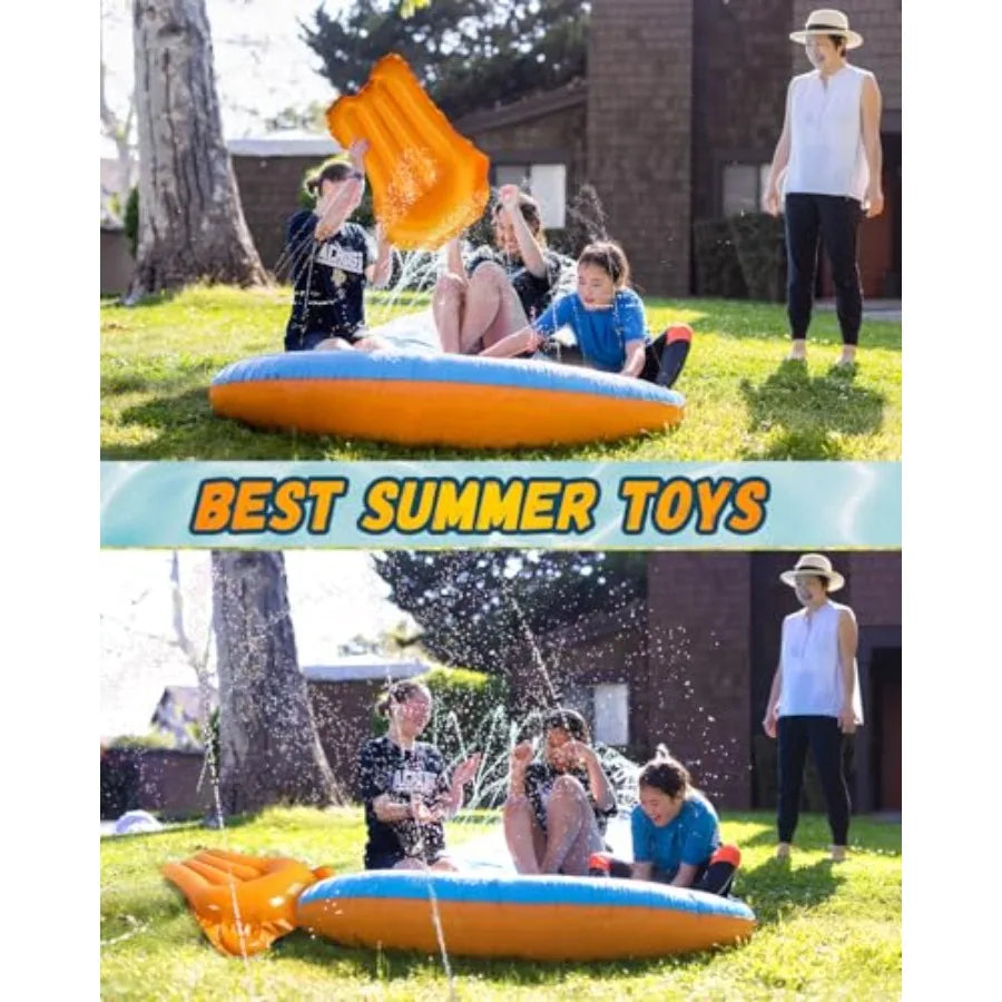 32FT Outdoor Water Slide for Kids and Adults, PVC Material, Blue and Yellow