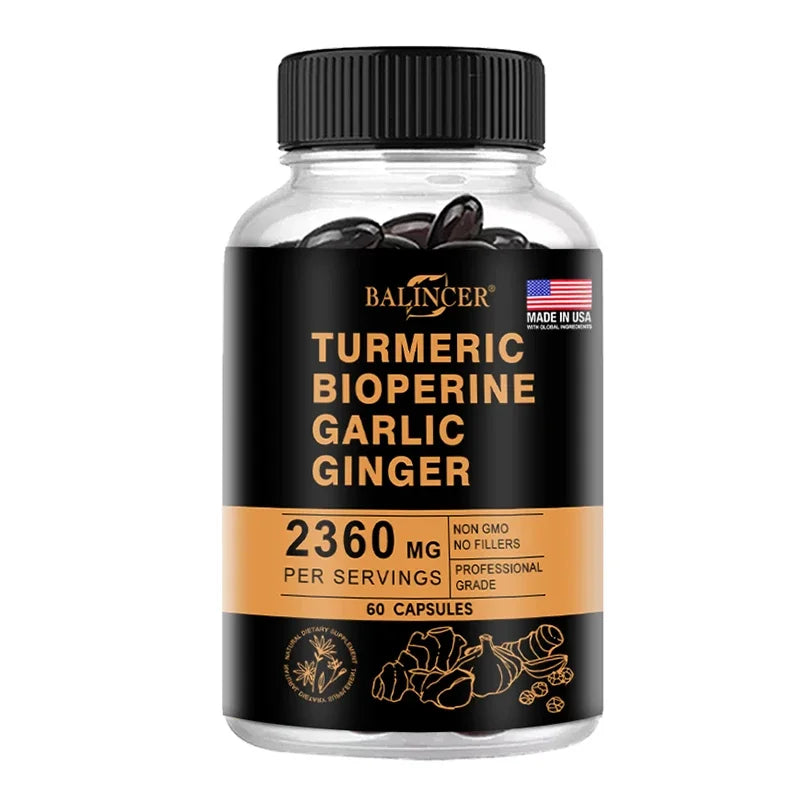 Turmeric Ginger Supplement with Curcumin and Black Pepper, 2360 Mg