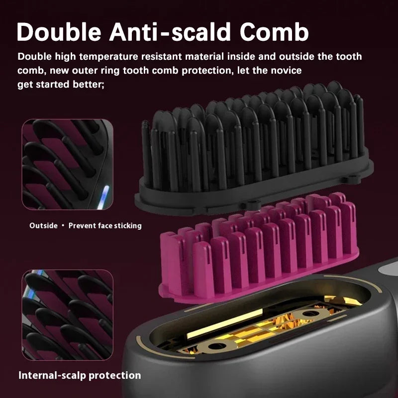 Wireless Hair Straightener Comb with Negative Ion Technology - Rechargeable