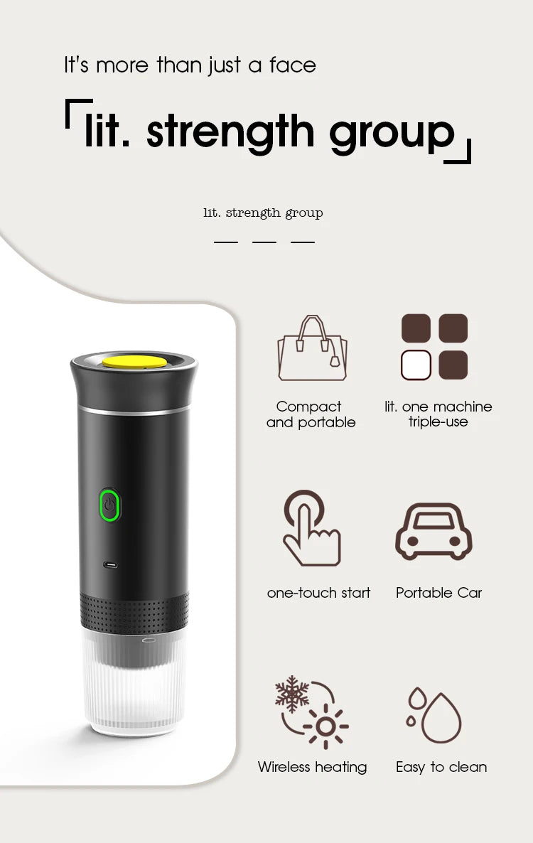 Portable Espresso Coffee Maker 3-in-1 for Car & Home Camping Travel