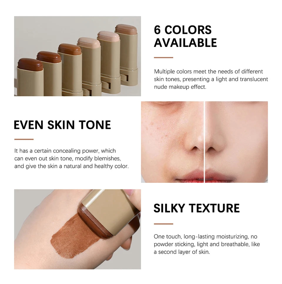 Skin Tint Balm Foundation Stick, Medium Coverage, Portable Makeup