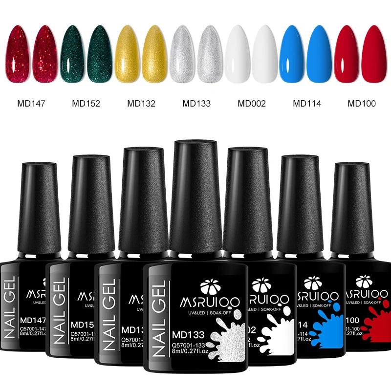 7pc Nail Gel Polish Set UV Soak Off Long Lasting Manicure Art Kit
