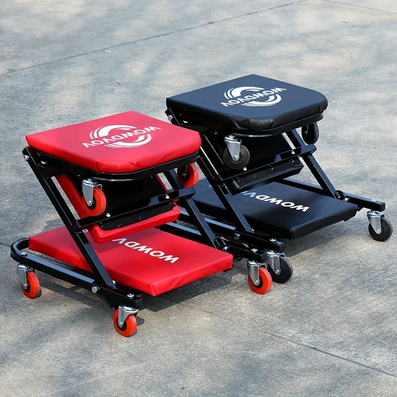 Heavy Duty Mechanic Creeper Seat with Wheels, 330lbs Capacity, Adjustable