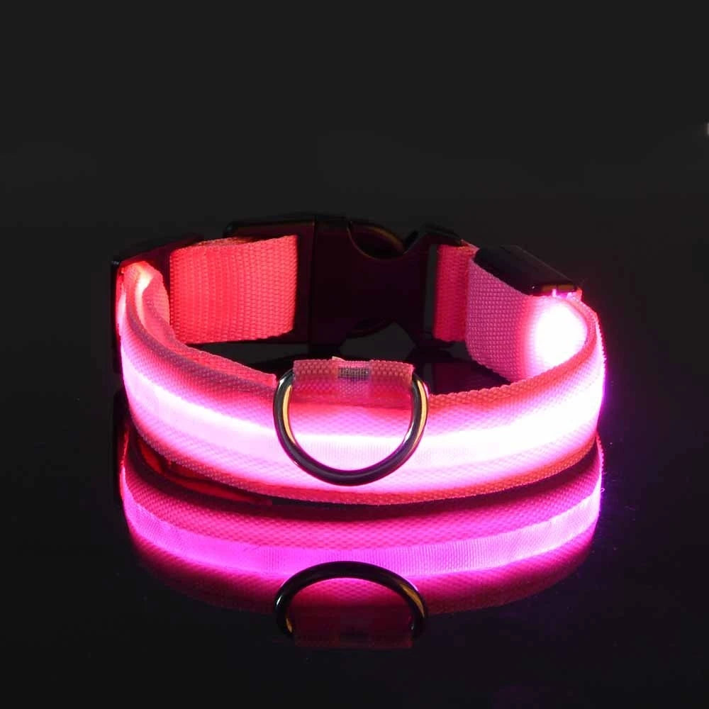 Nylon LED Dog Leash & Collar Set - Glow in the Dark, Safety Flashing Light
